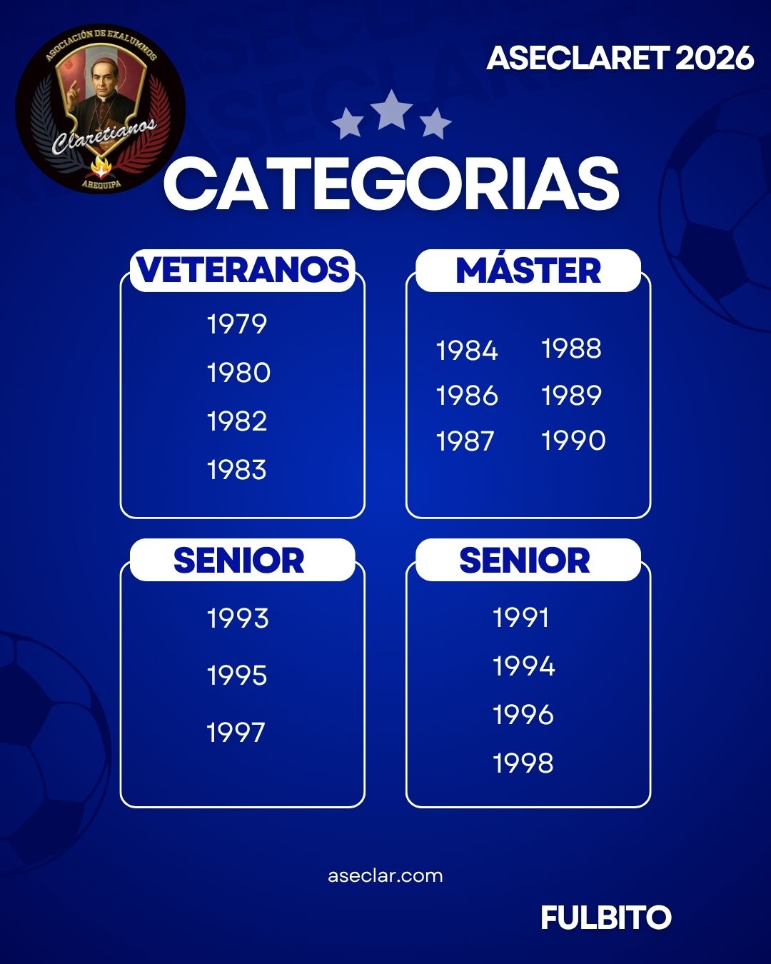 Categorías Veteranos, Máster y Senior